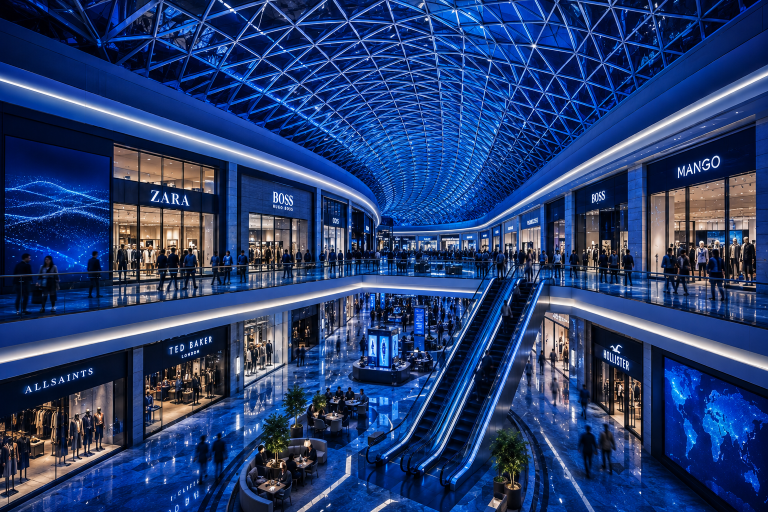 Iconic retail brands in a modern international shopping centre