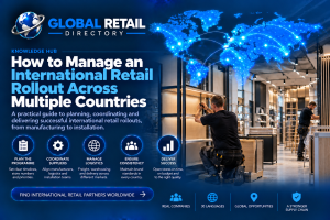 Retail installation team working inside a store during an international retail rollout programme