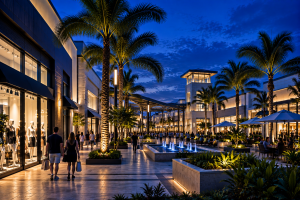 Open-air shopping centre representing the retail industry in Florida
