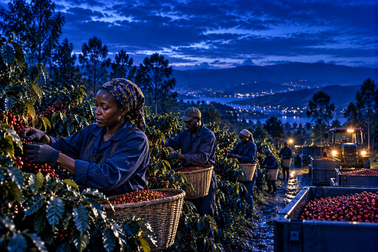 Coffee harvesting in Kenya representing the Kenyan retail and export industry