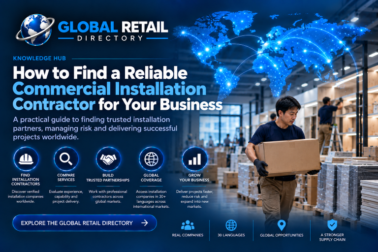 Commercial installation contractor carrying equipment during a commercial installation project – Global Retail Directory